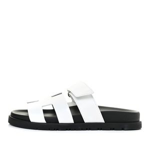 Hermes White Chypre Sandals
